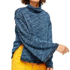 NWT We the Free by Free People Sunny Days Space-Dye Turtleneck Sweater Blue